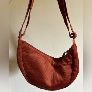 Uniqlo Terracotta Corduroy Crescent Bag